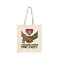 Standing With Our Heroes tote bag | Cambodian flag heart, military support