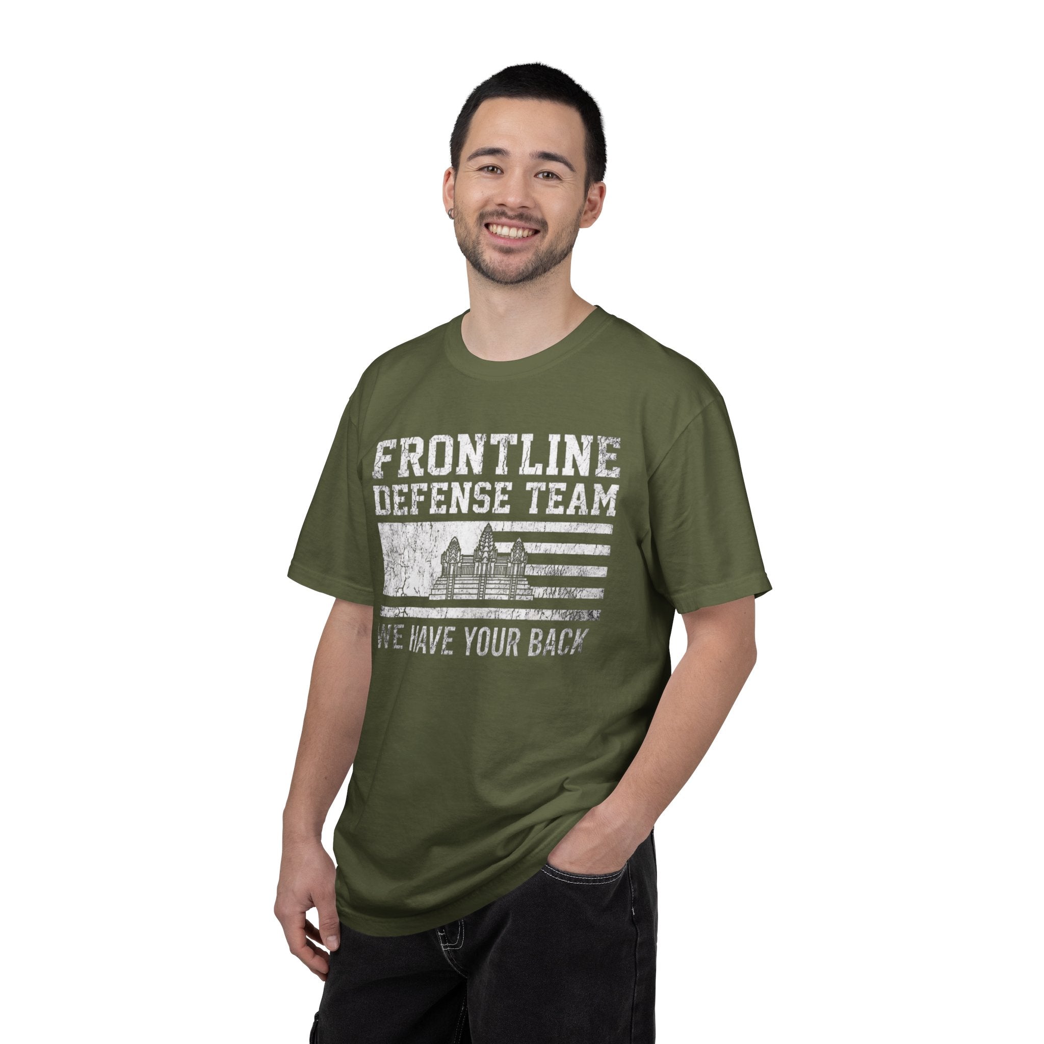 Frontline Defense Team We Have Your Back T-shirt | Military Flag Design