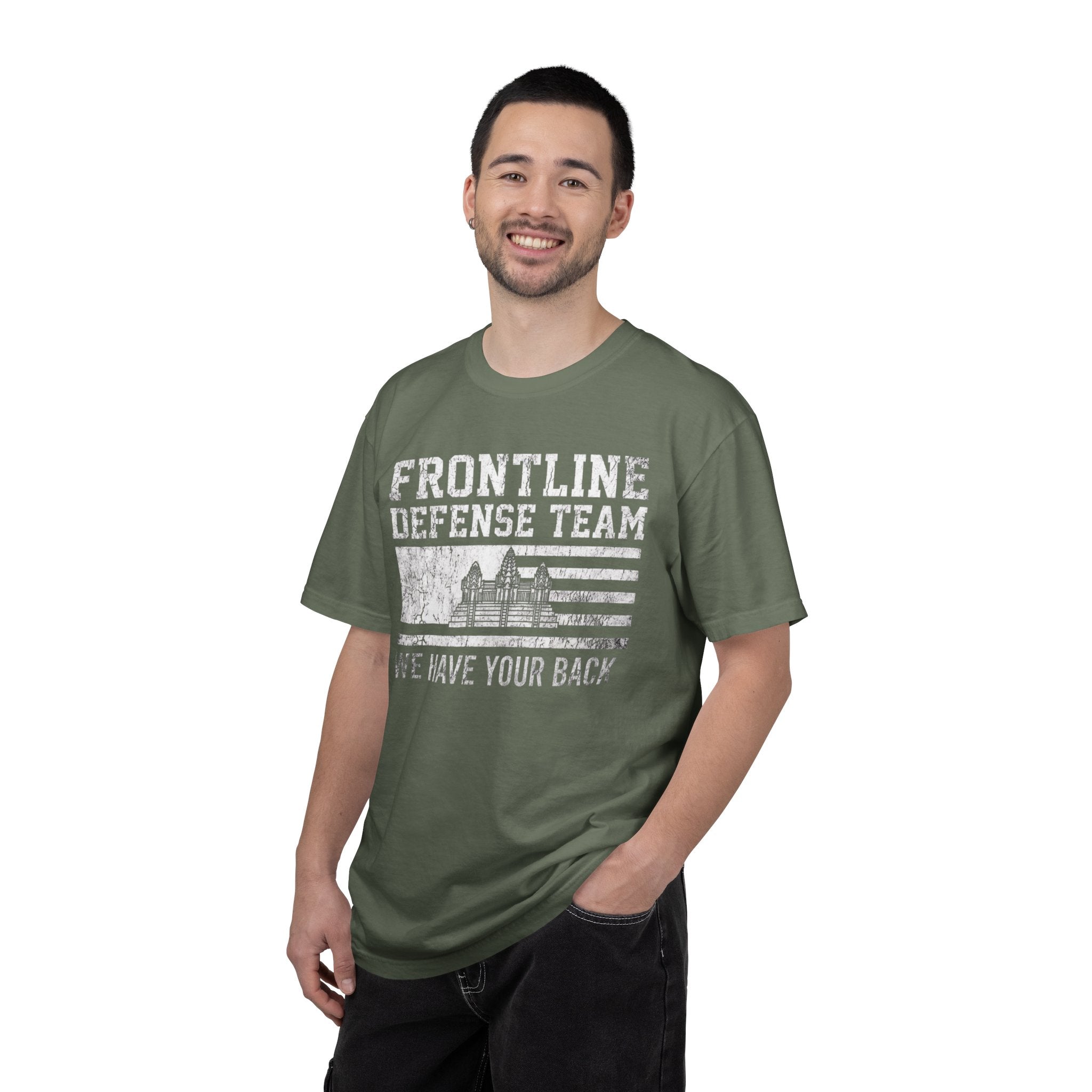 Frontline Defense Team We Have Your Back T-shirt | Military Flag Design